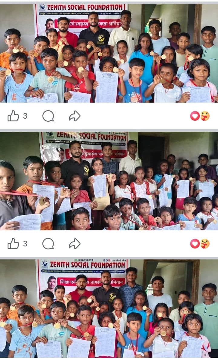 Children receiving medals at a sports awareness drive
